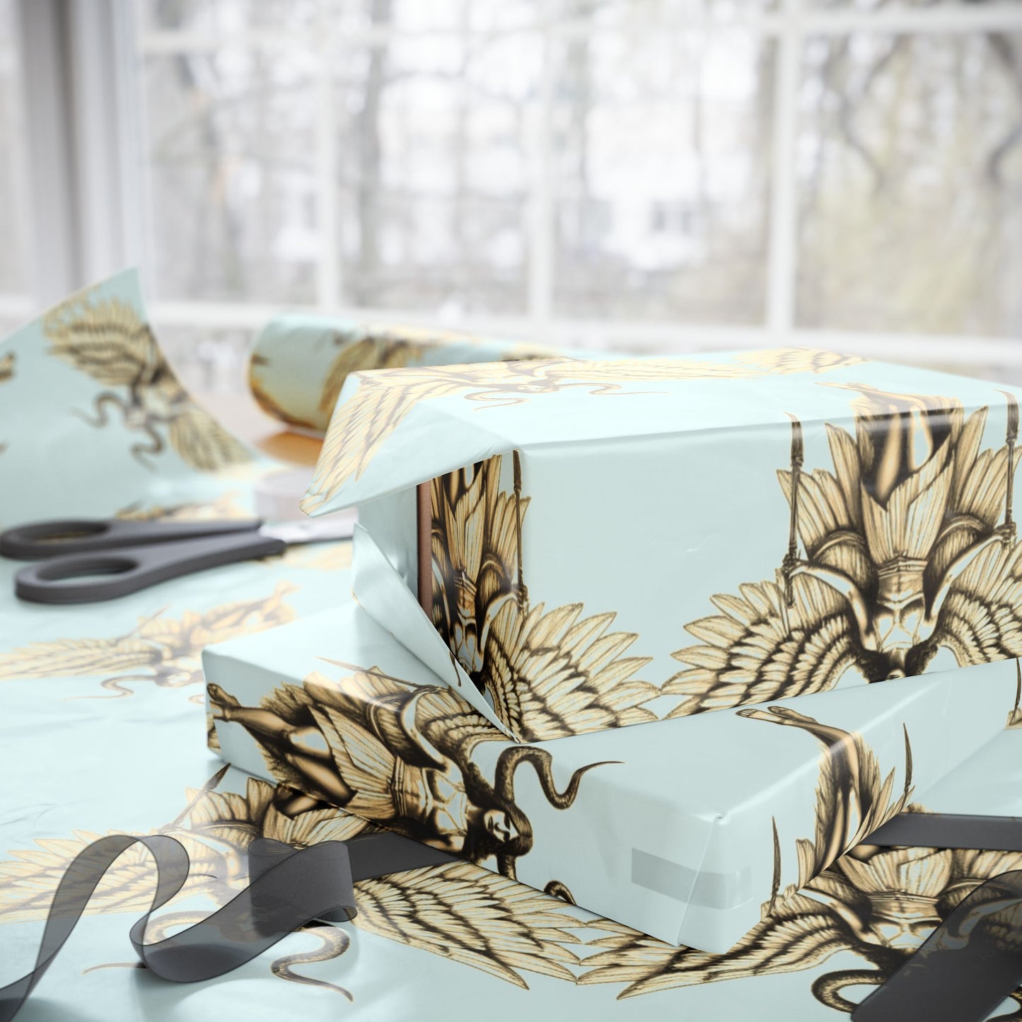 Copy of Valkyrie Block Print Gift Wrap Ice