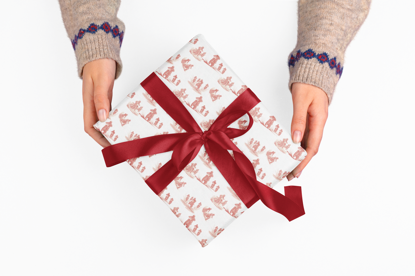 Modern Toile Dirt Bike Coral Gift Wrap