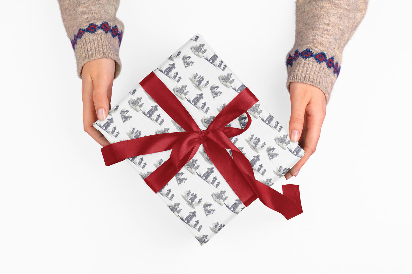 Modern Toile Dirt Bike Blue Gift Wrap