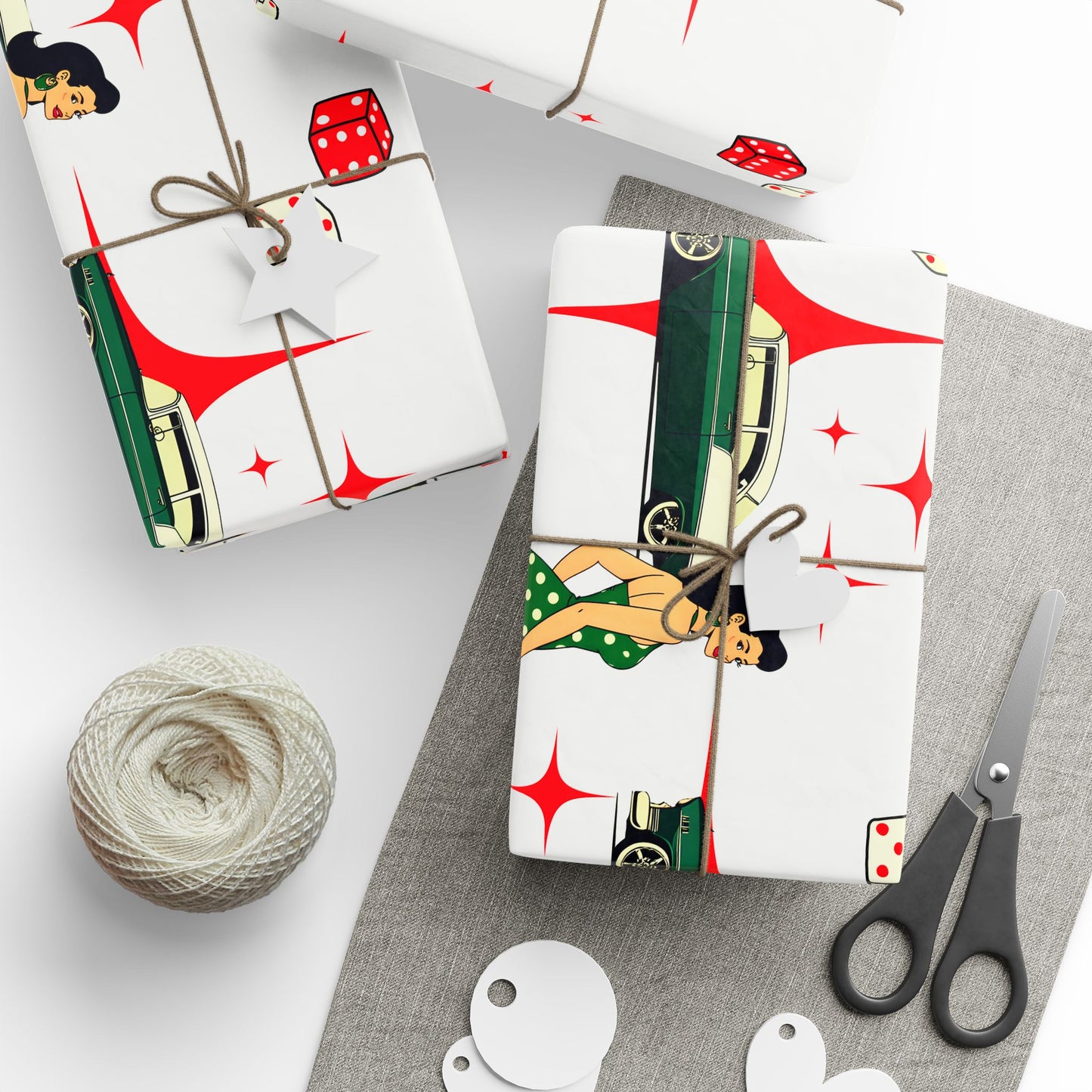 Hot Rod White Gift Wrap
