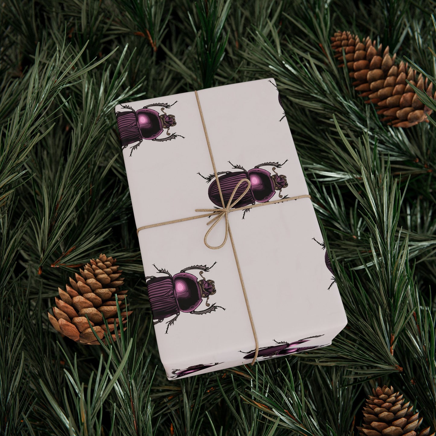 Beetles Block Print Gift Wrap Amethyst