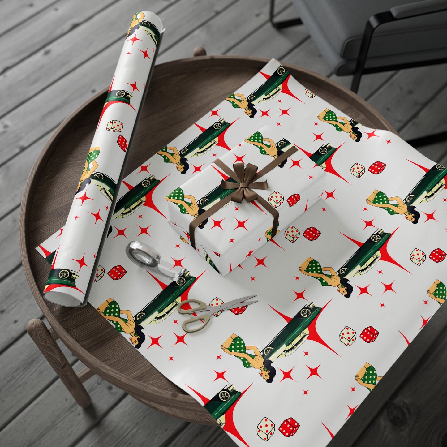 Hot Rod White Gift Wrap