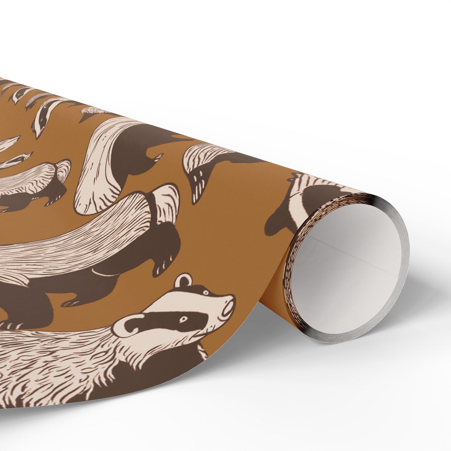 Modern Toile Honey Badger Gift Wrap Mustard