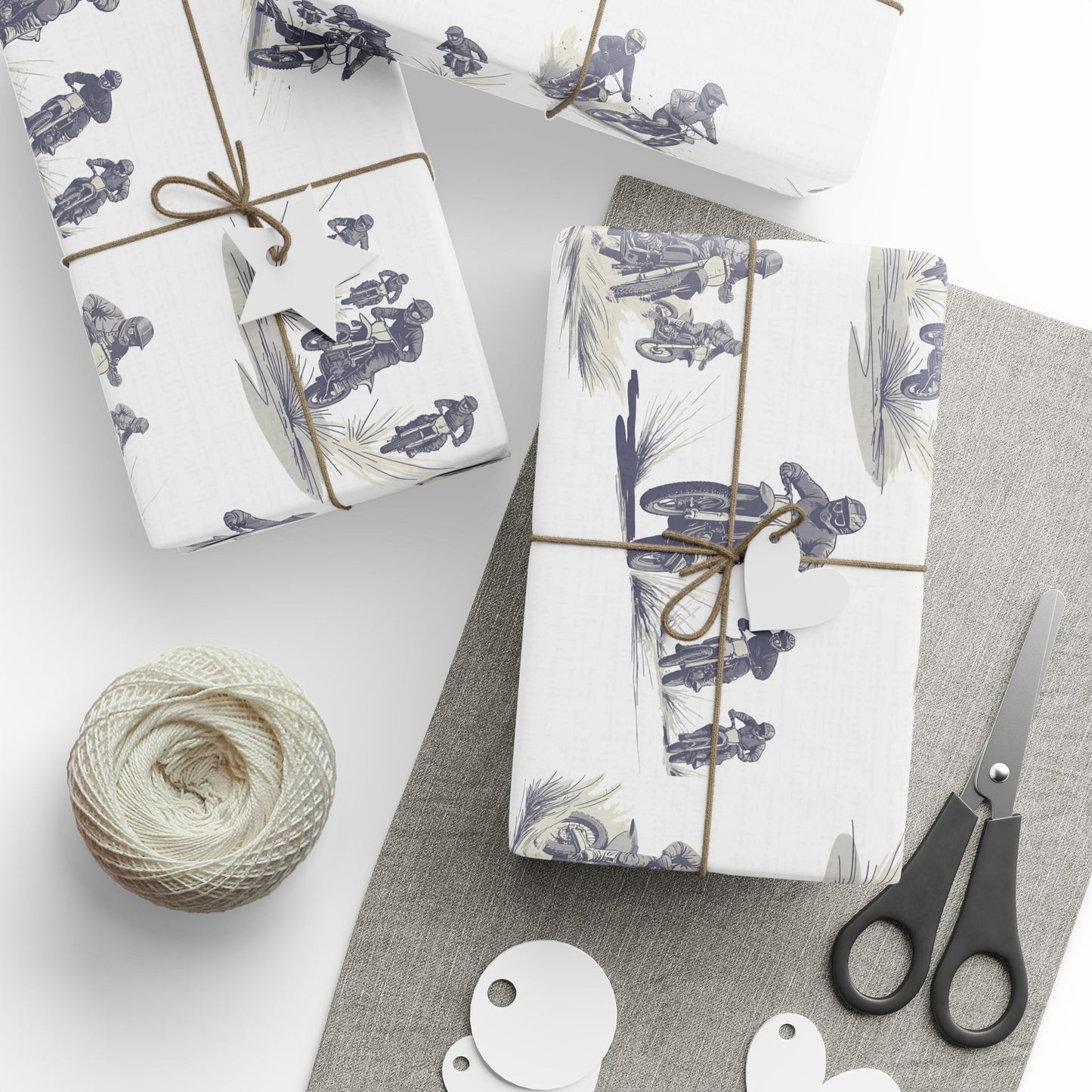Modern Toile Dirt Bike Blue Gift Wrap