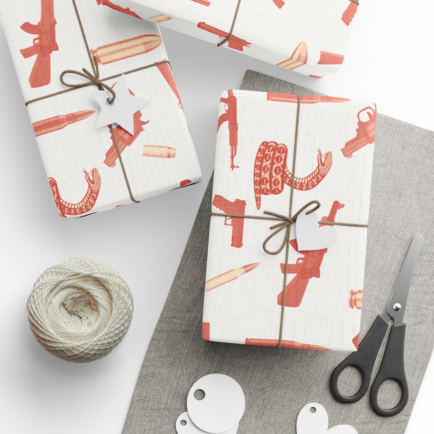 Modern Toile Don't Tread On Me Coral Gift Wrap