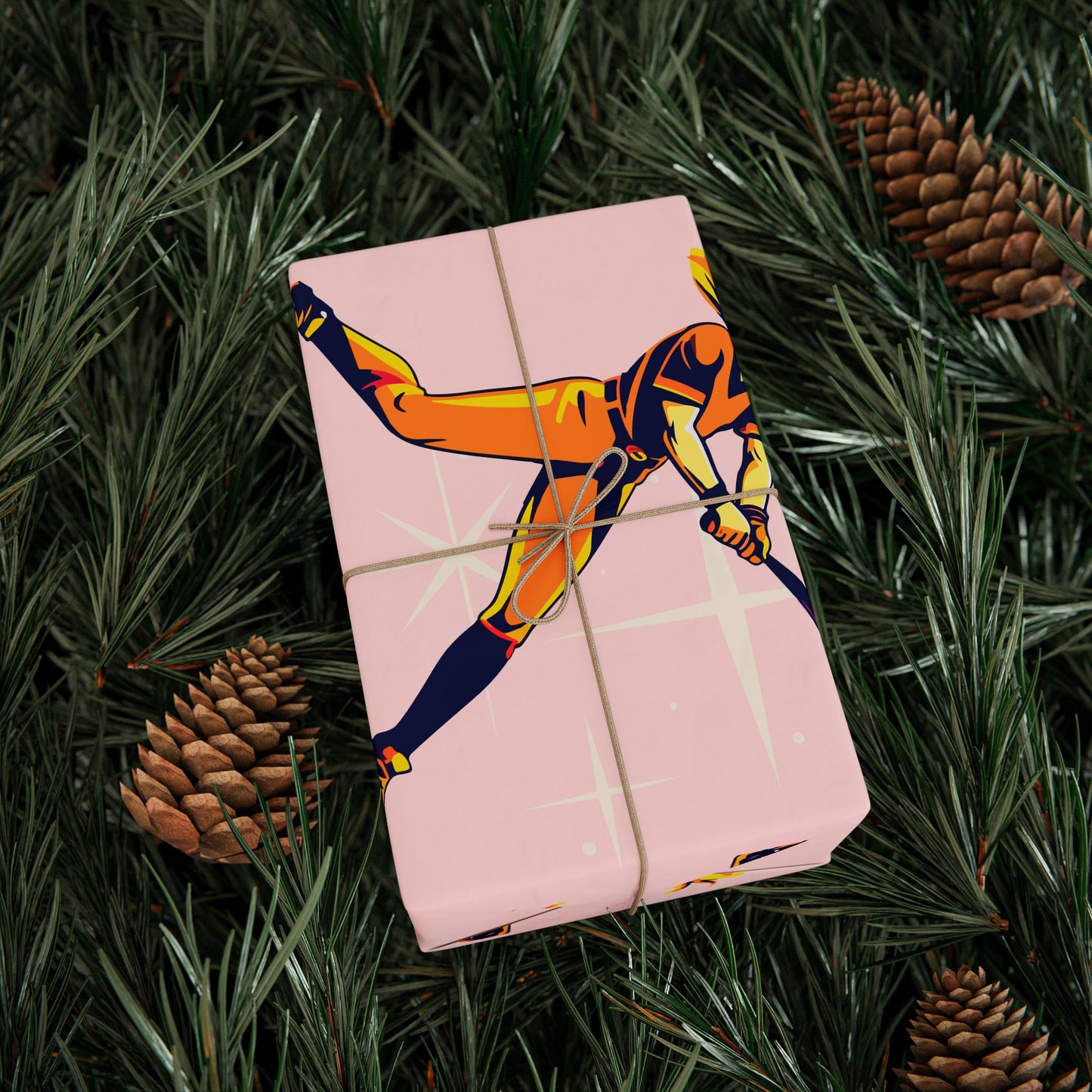 Softball Gift Wrap Rose Stars