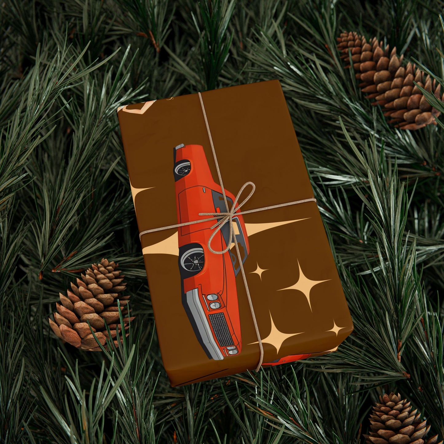 Cowboy Cadillac Mocha Gift Wrap