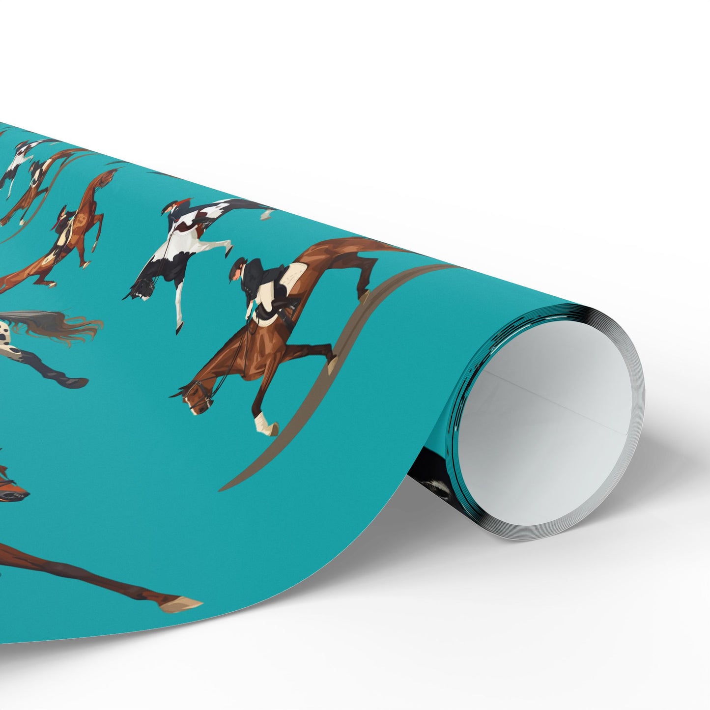 Modern Toile Dressage Teal Gift Wrap