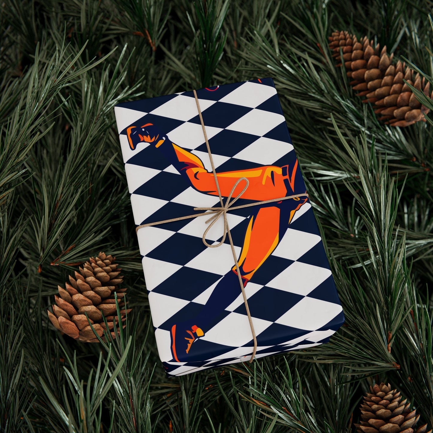 Softball Gift Wrap Navy Harlequin