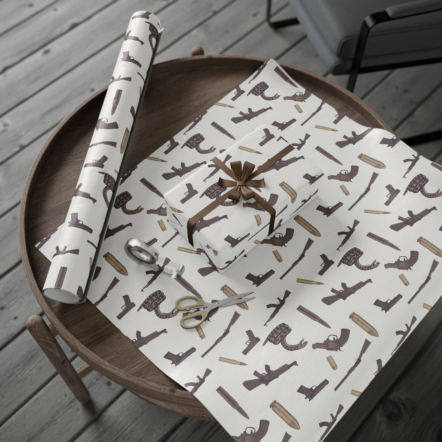 Modern Toile Don't Tread On Me Sepia Gift Wrap
