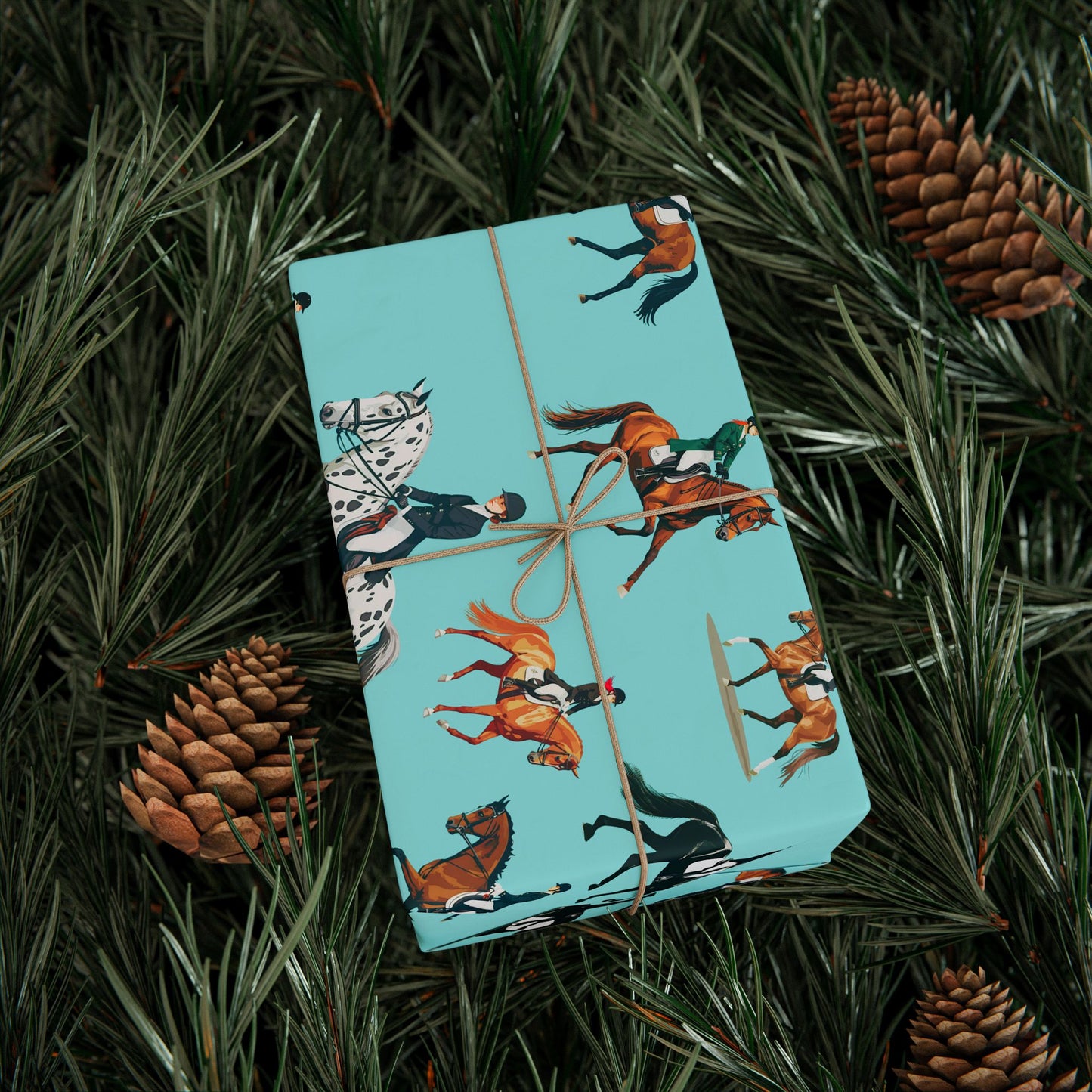 Modern Toile Dressage Robin's Egg Blue Gift Wrap