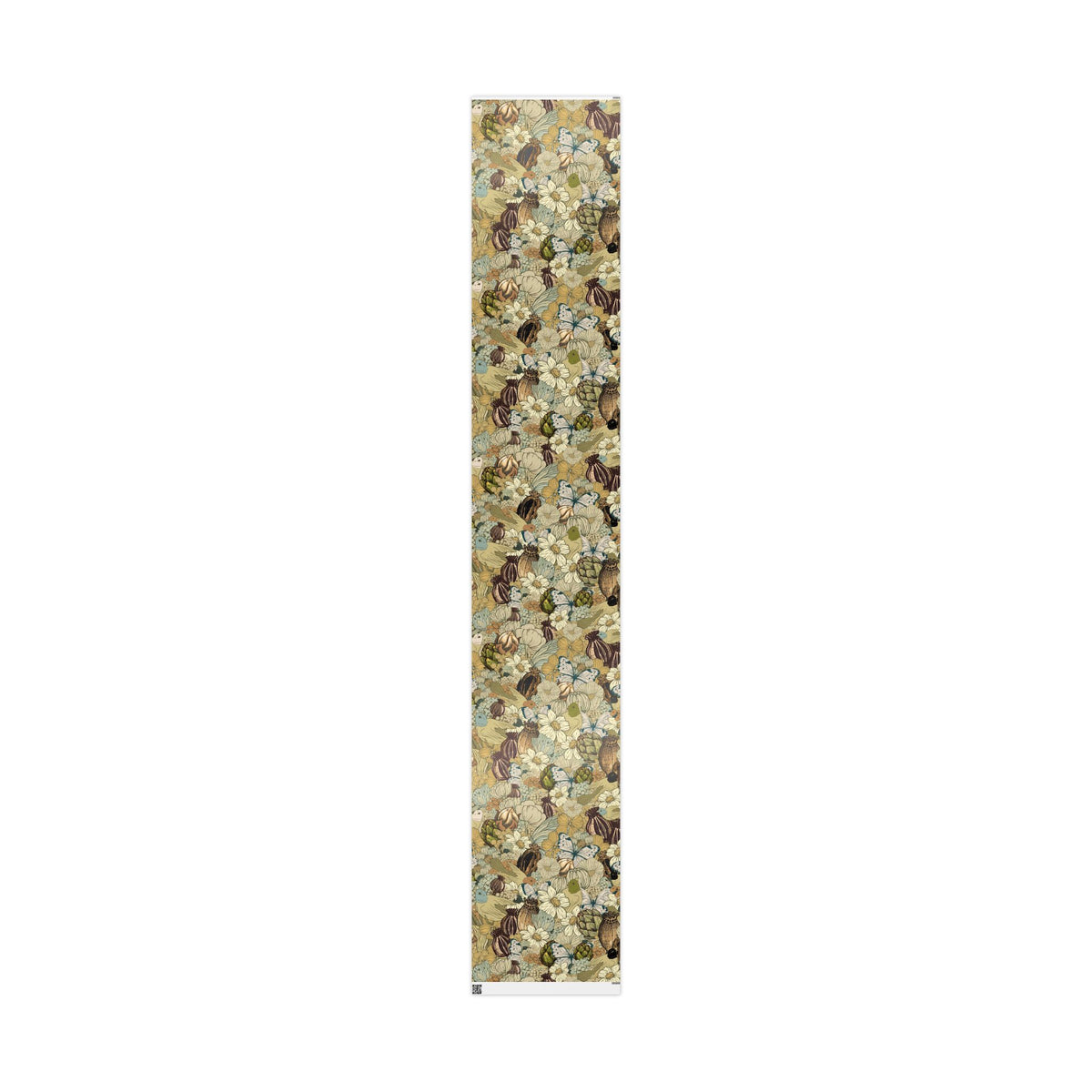 Vintage Flowers and Birds Gift Wrap Mustard