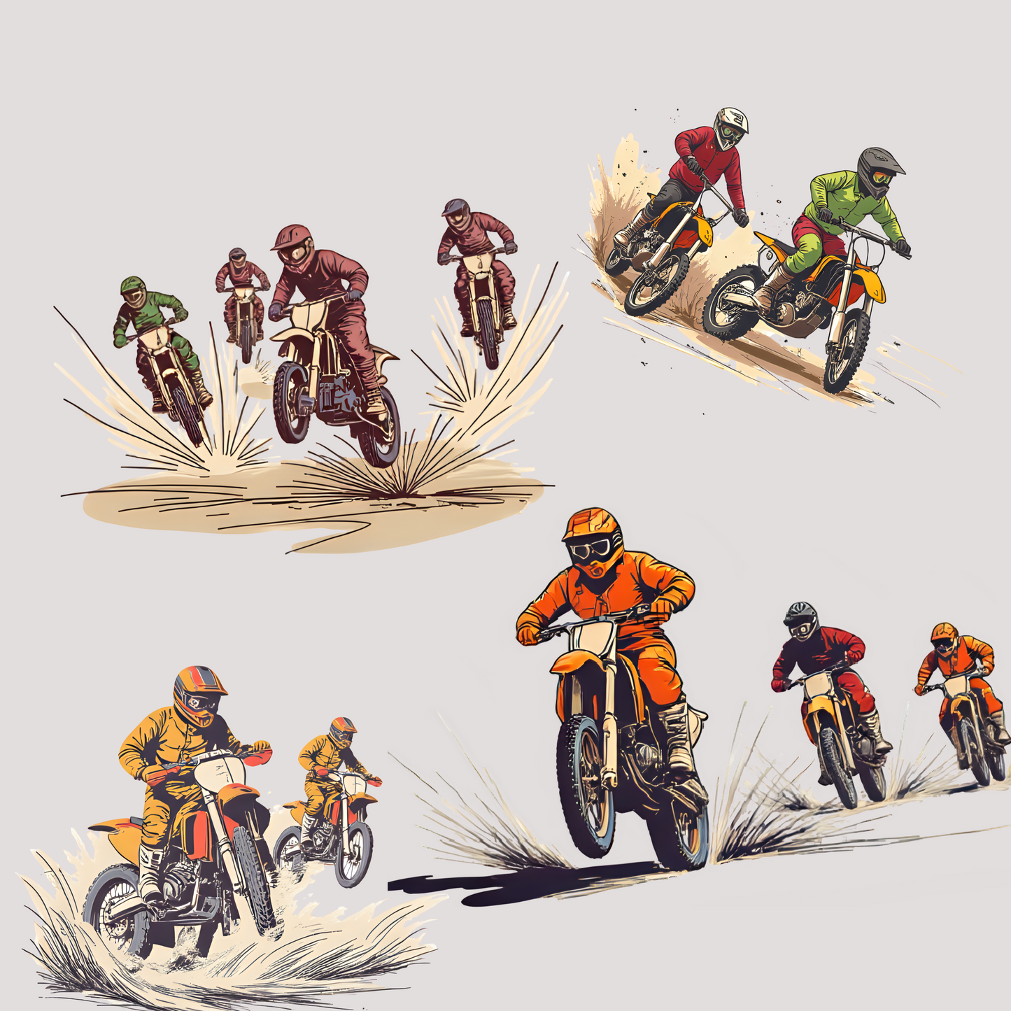 Modern Toile Dirt Bike Taupe Gift Wrap