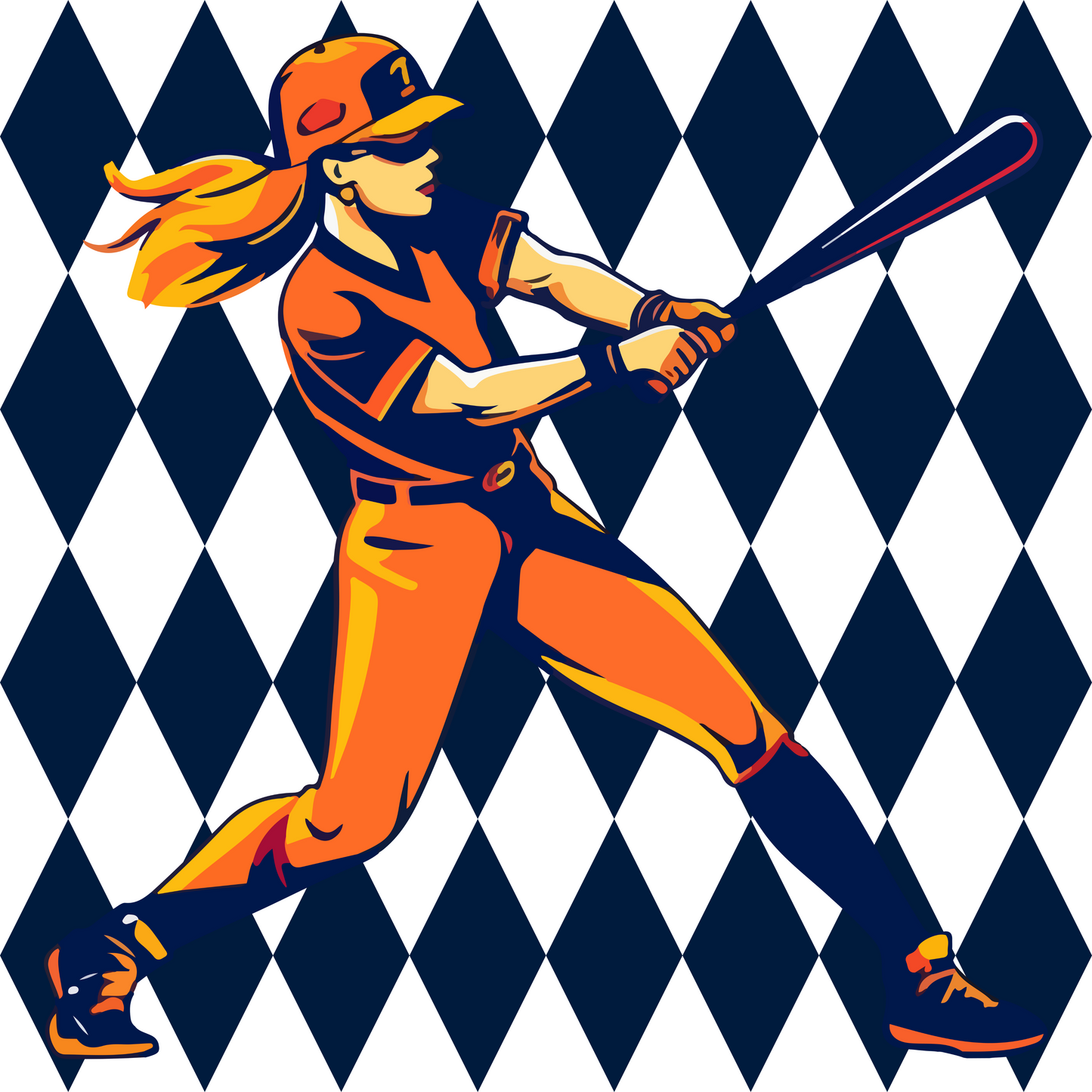 Softball Gift Wrap Navy Harlequin