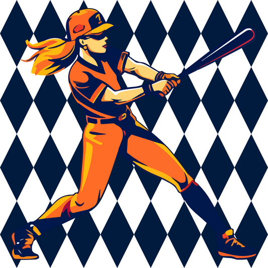 Softball Gift Wrap Navy Harlequin