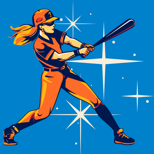 Softball Gift Wrap Blue Stars