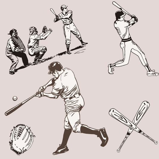 Modern Toile Baseball Sepia Gift Wrap