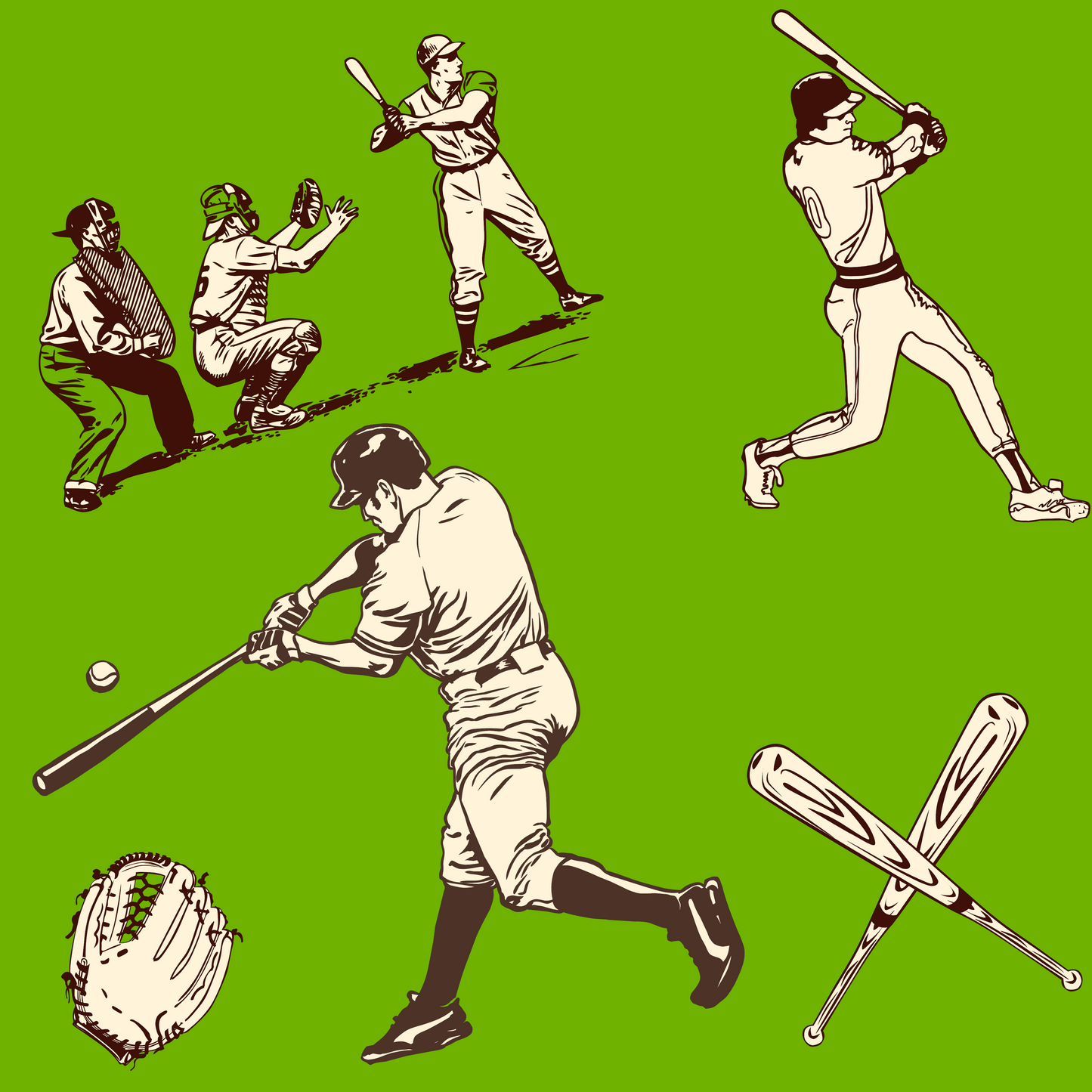 Modern Toile Baseball Green Gift Wrap