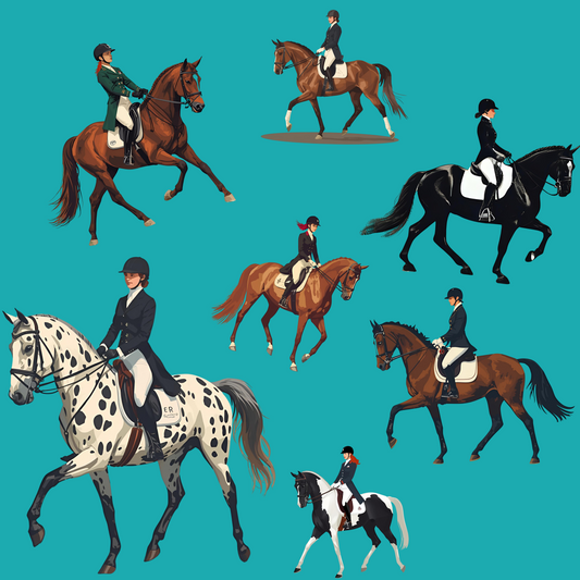 Modern Toile Dressage Teal Gift Wrap