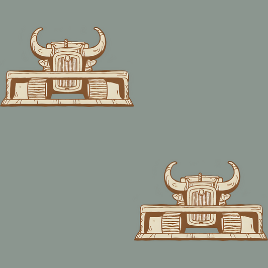 "Bull"Dozer Block Print Gift Wrap