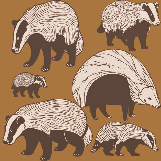 Modern Toile Honey Badger Gift Wrap Mustard