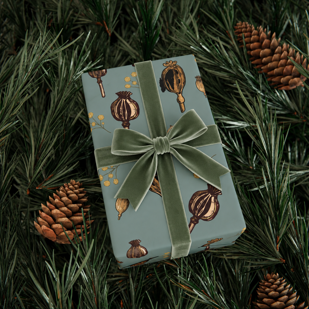 Scattered Poppy Pods Gift Wrap