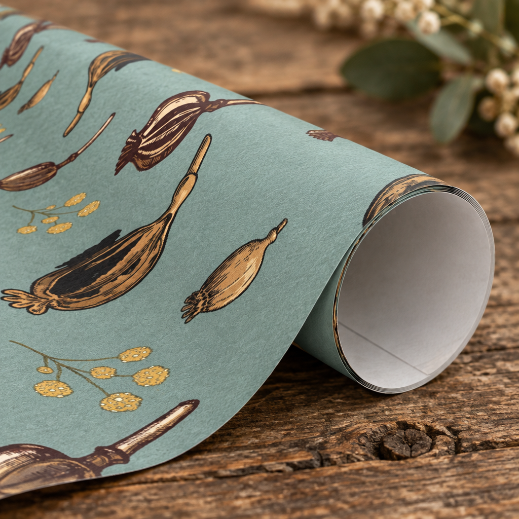 Scattered Poppy Pods Gift Wrap