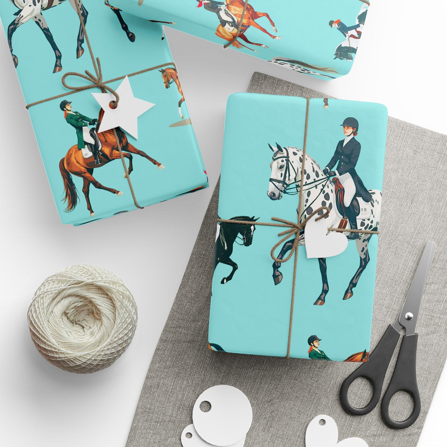 Modern Toile Dressage Robin's Egg Blue Gift Wrap