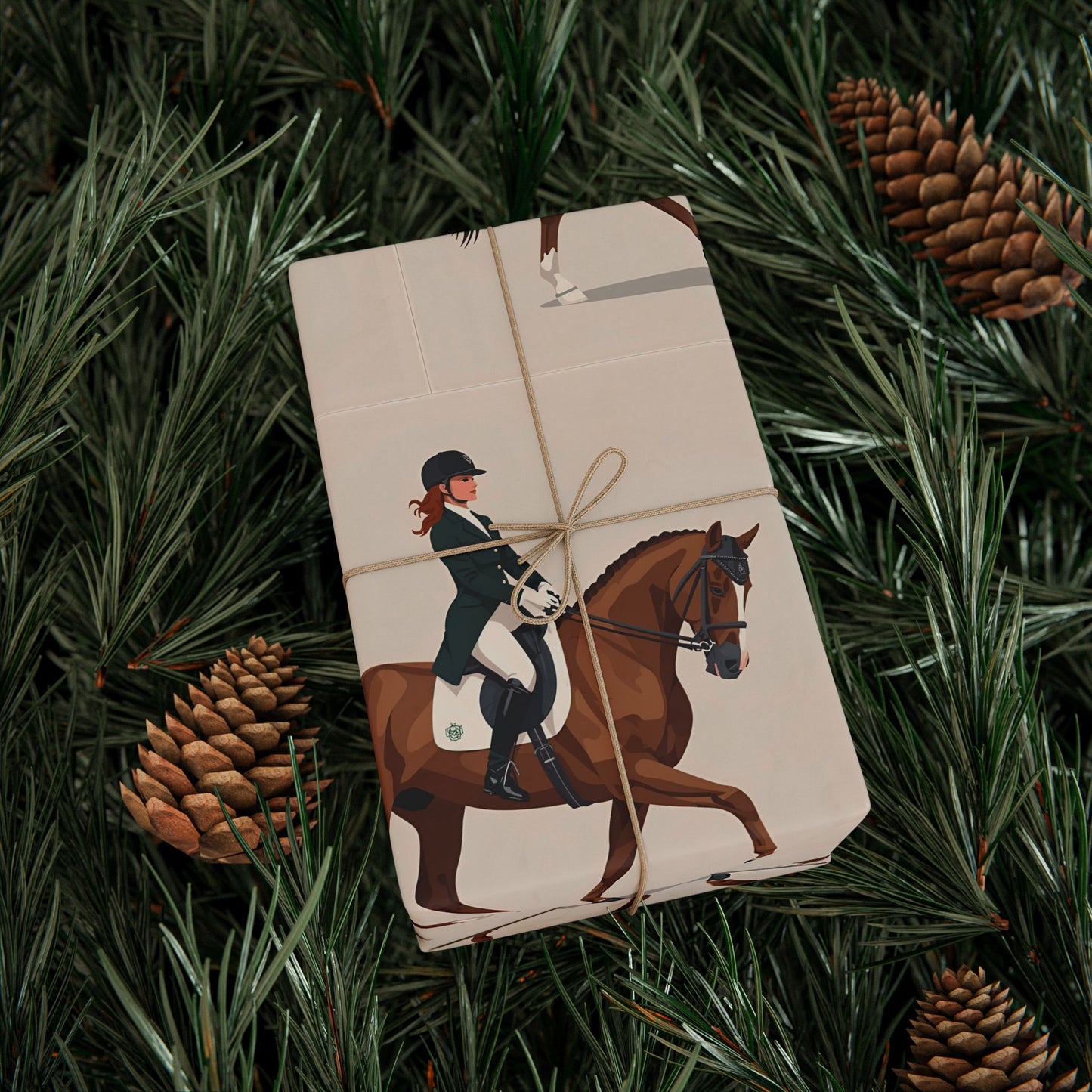 Dressage Gift Wrap Vintage Taupe