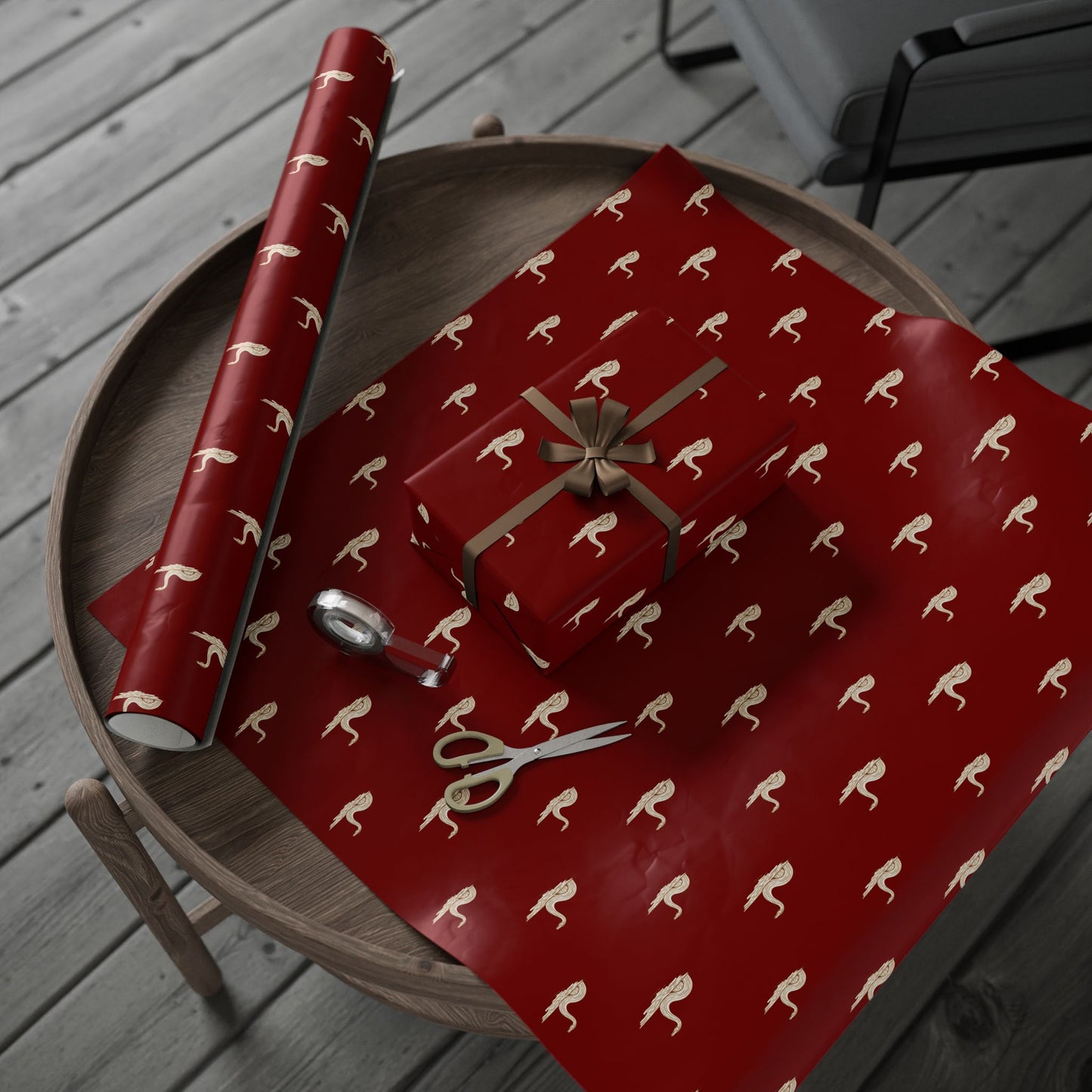 Nessie Block Print Gift Wrap Merlot