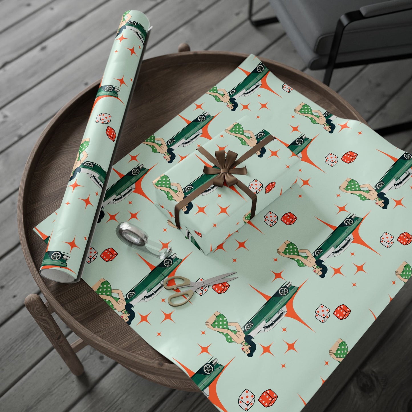 Hot Rod Mint Gift Wrap