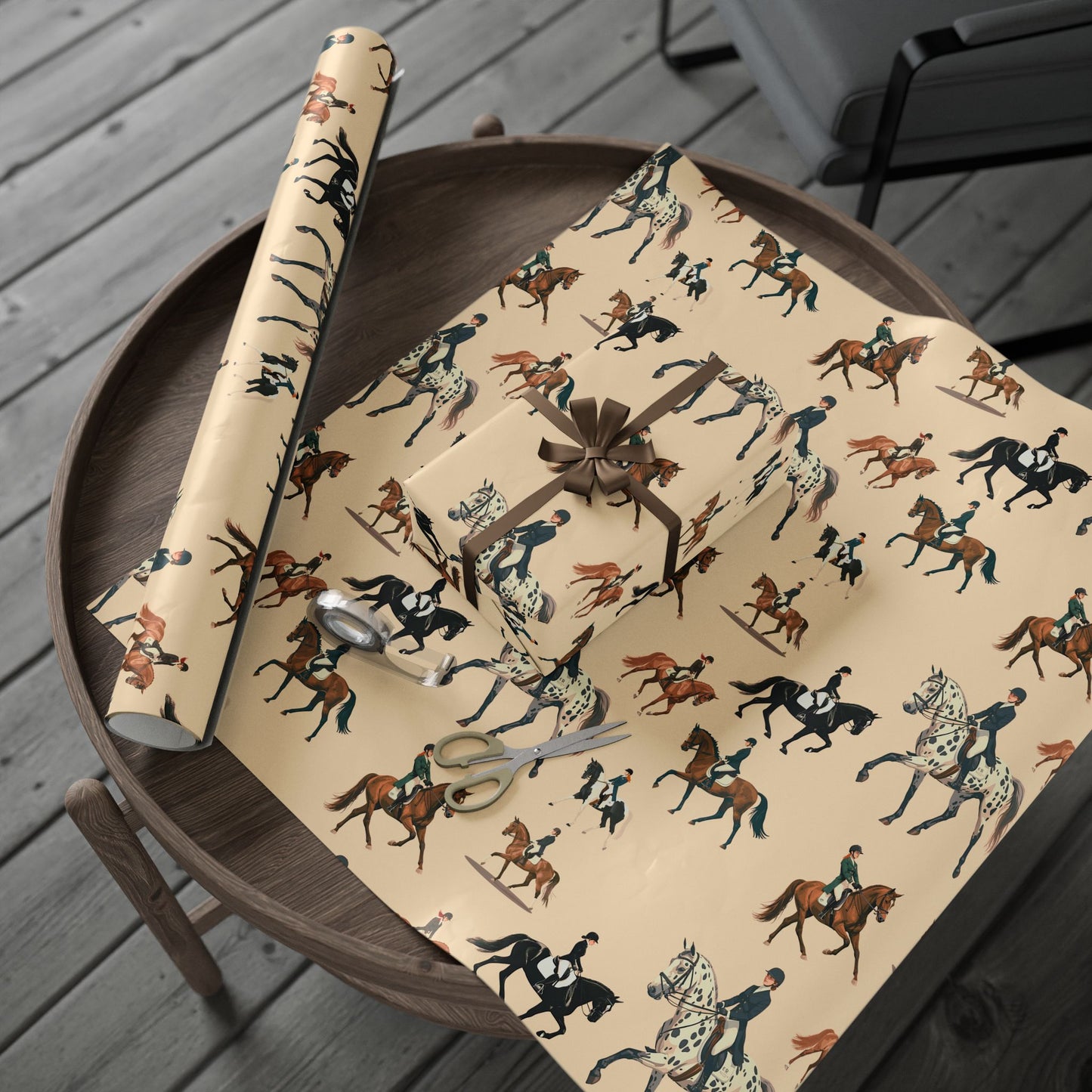 Modern Toile Dressage Blush Gift Wrap