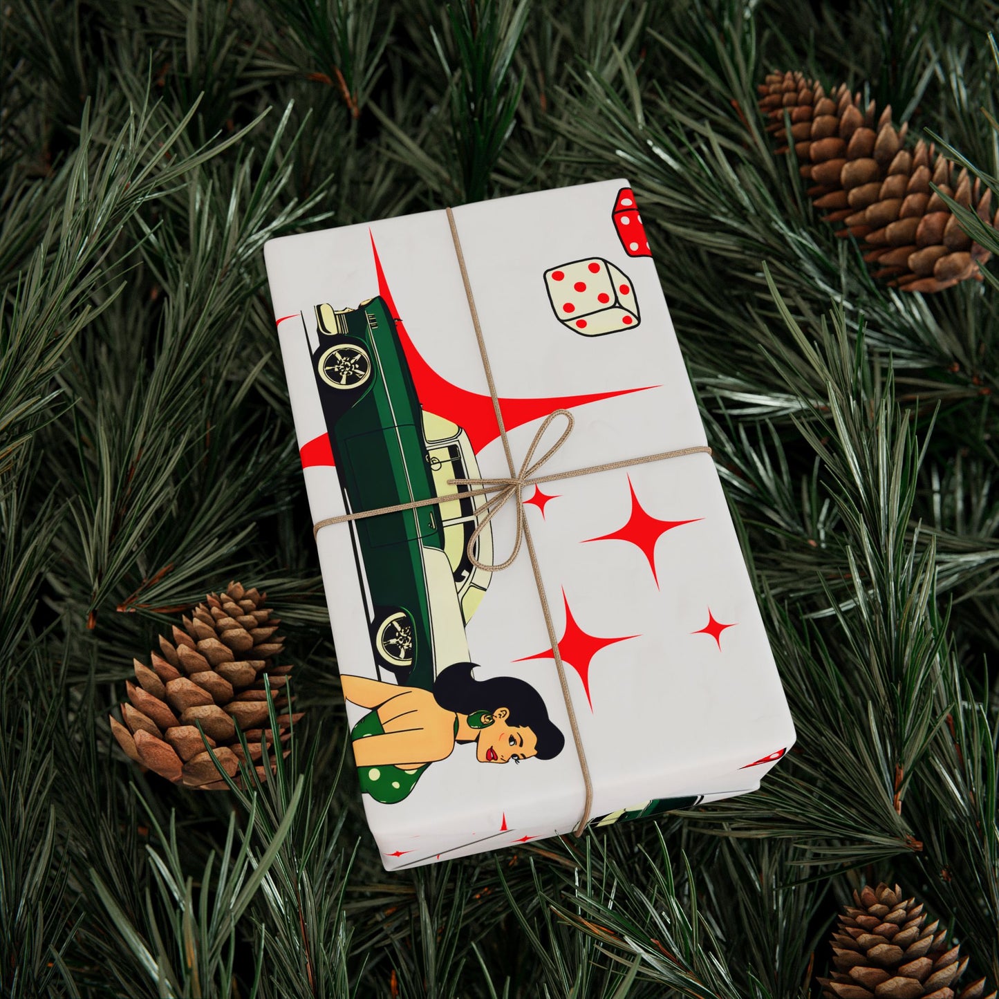 Hot Rod White Gift Wrap