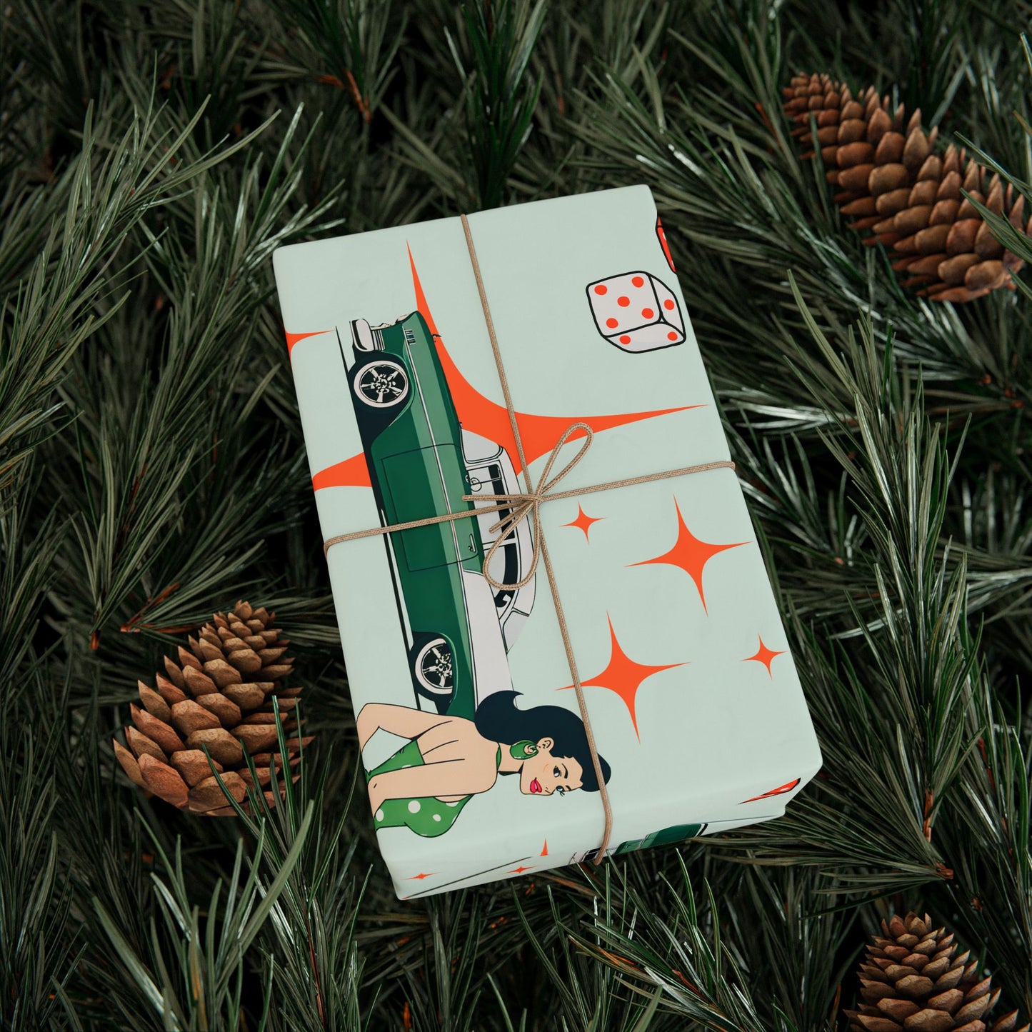 Hot Rod Mint Gift Wrap