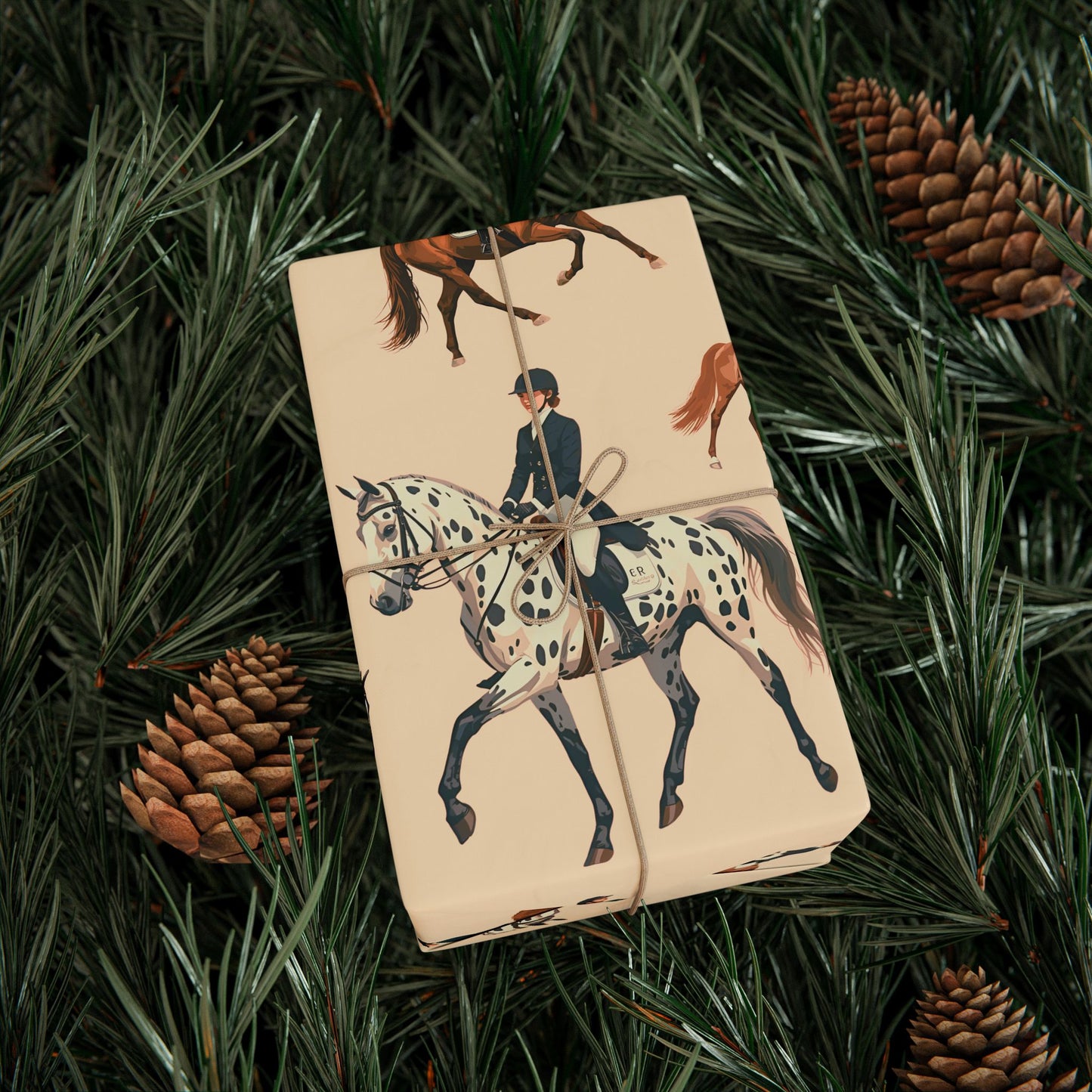 Modern Toile Dressage Blush Gift Wrap
