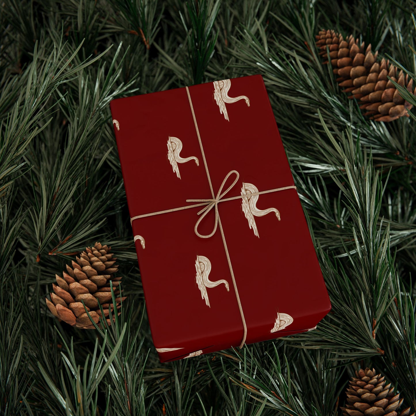 Nessie Block Print Gift Wrap Merlot