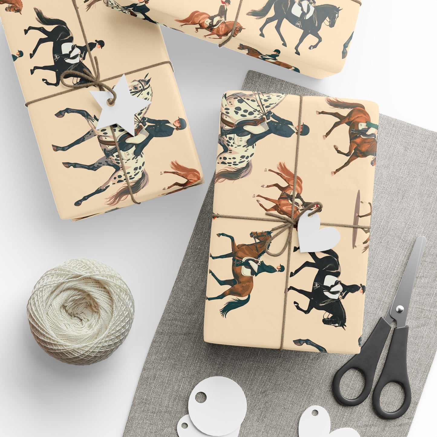 Modern Toile Dressage Blush Gift Wrap