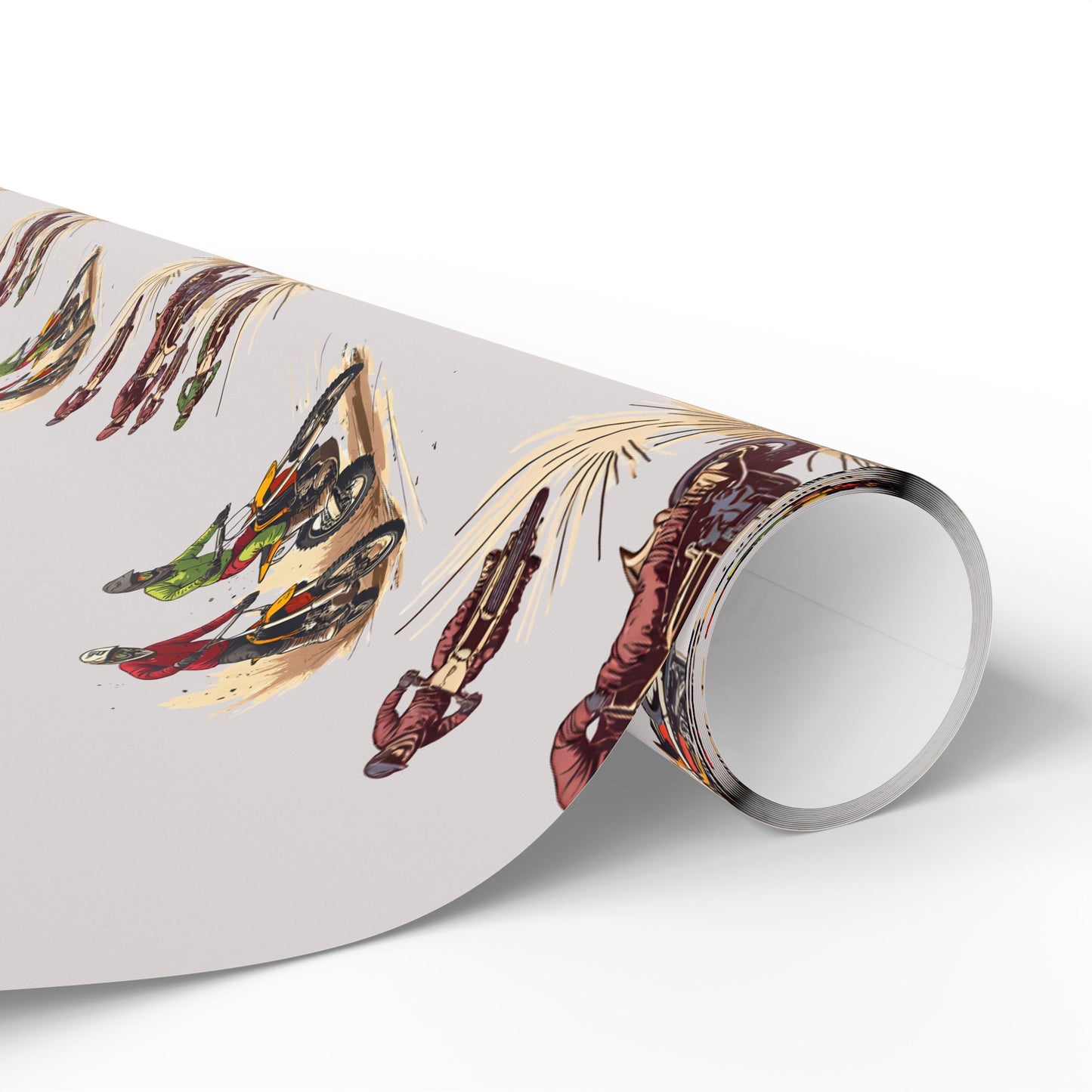 Modern Toile Dirt Bike Taupe Gift Wrap