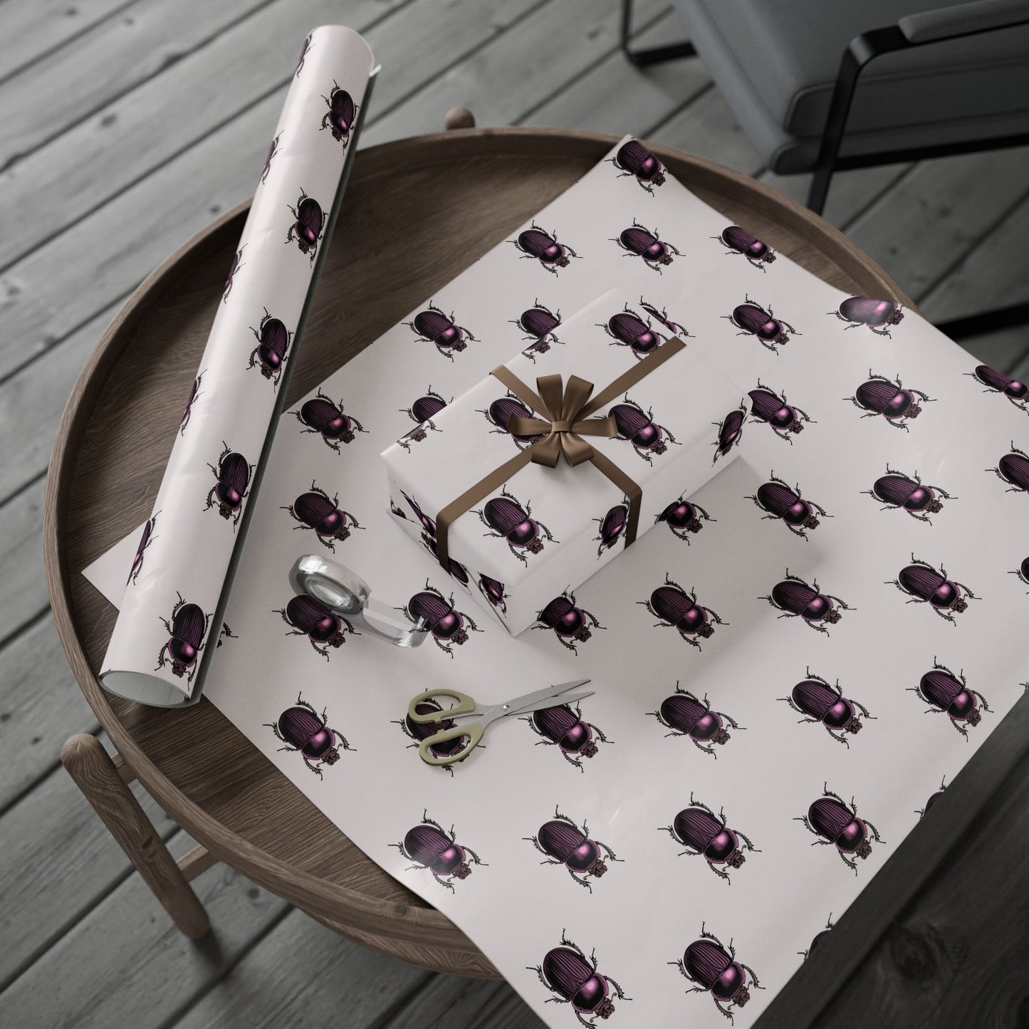 Beetles Block Print Gift Wrap Amethyst