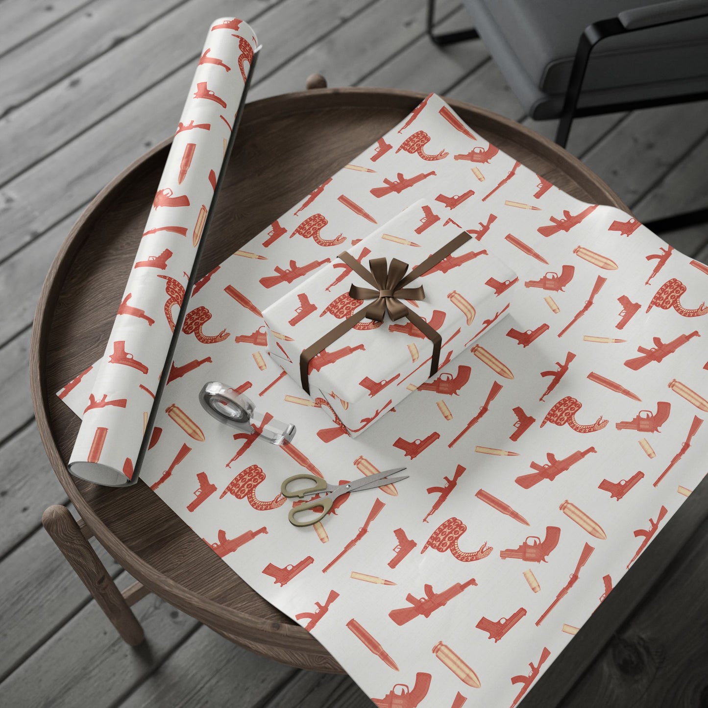 Modern Toile Don't Tread On Me Coral Gift Wrap