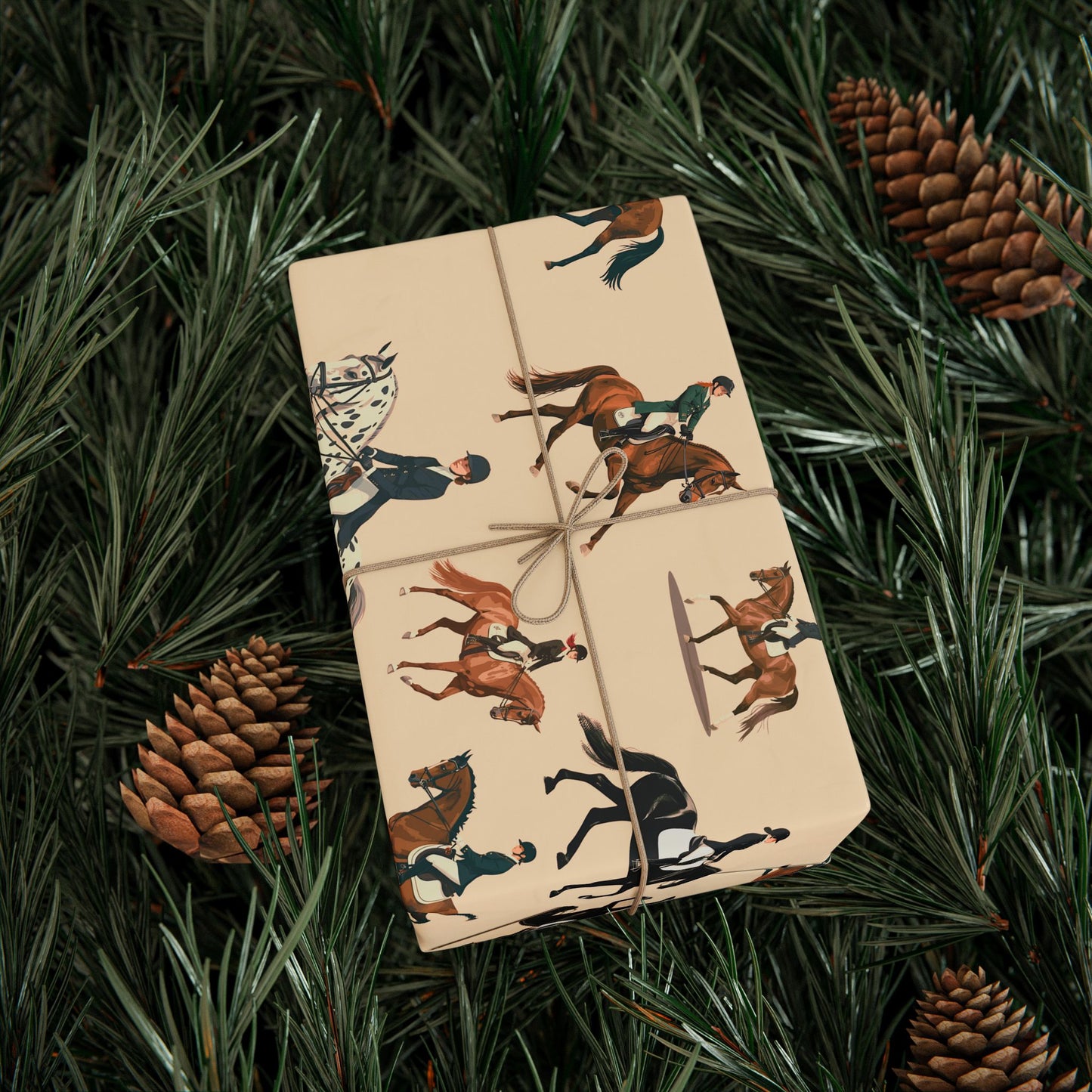 Modern Toile Dressage Blush Gift Wrap