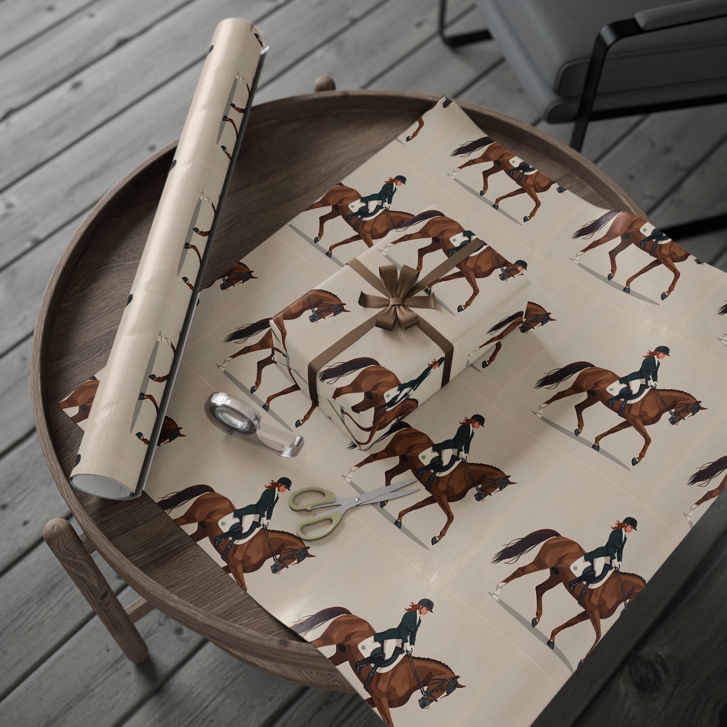 Dressage Gift Wrap Vintage Taupe