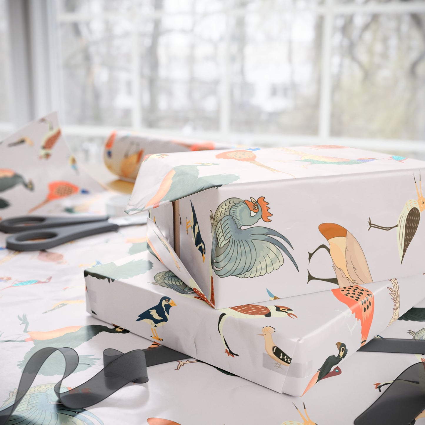 Modern Toile Birds Vintage Gift Wrap