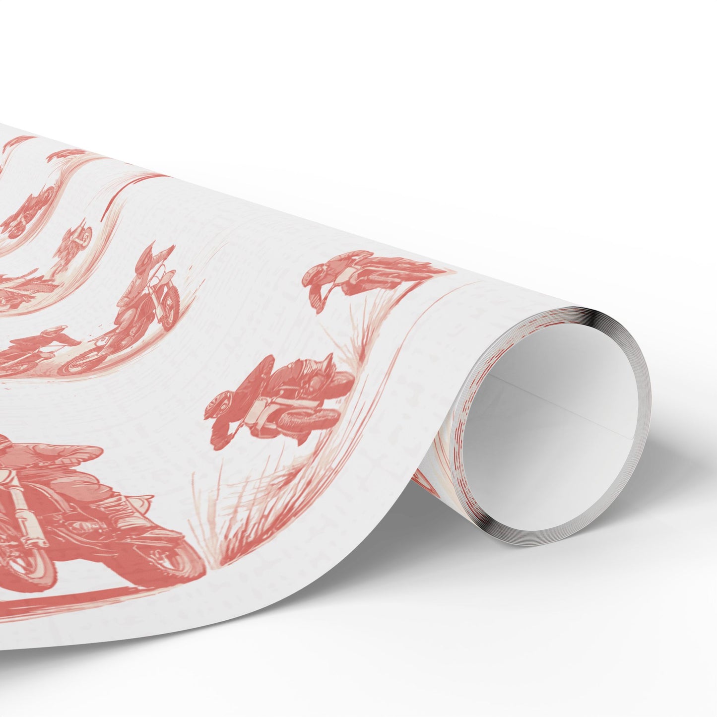 Modern Toile Dirt Bike Coral Gift Wrap