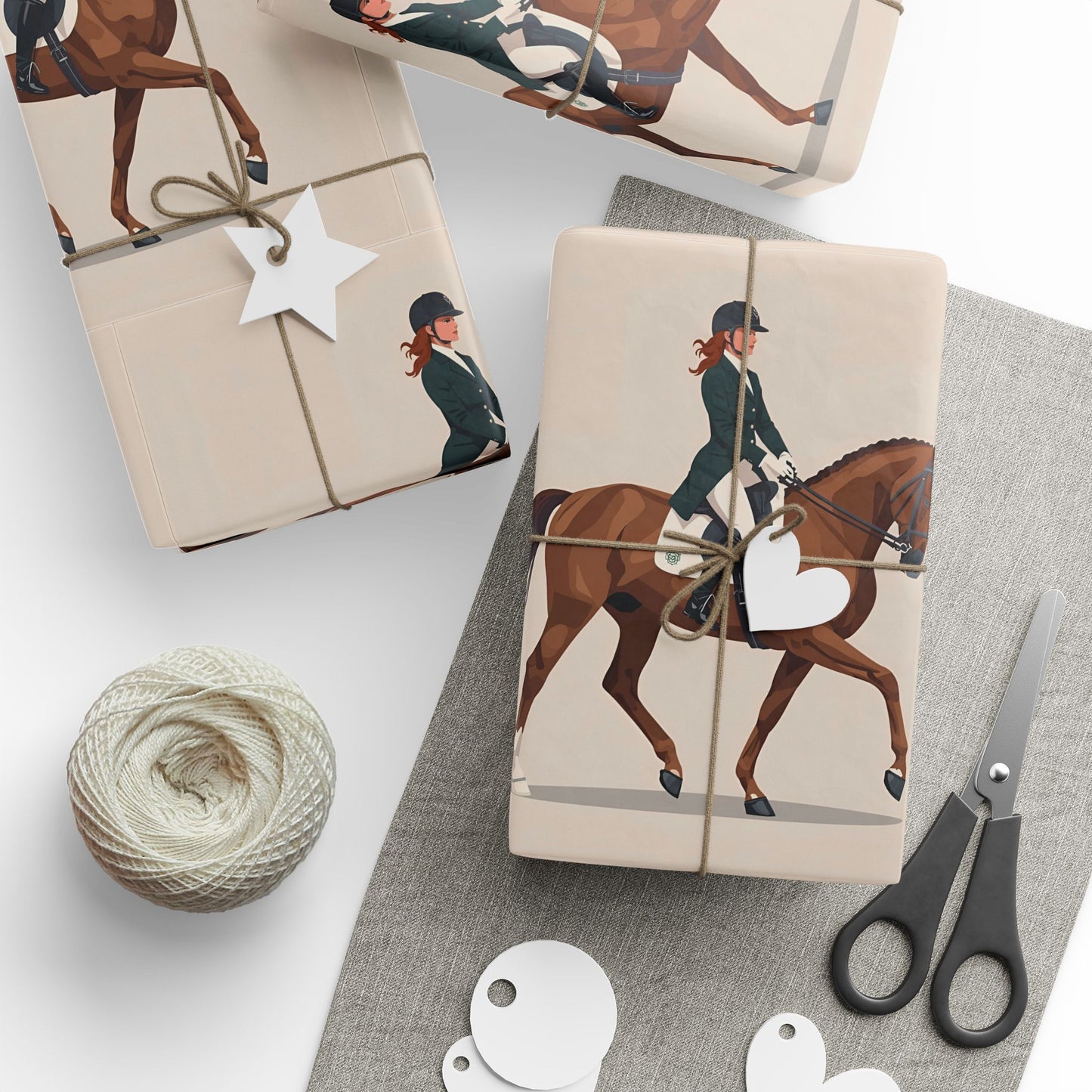 Dressage Gift Wrap Vintage Taupe