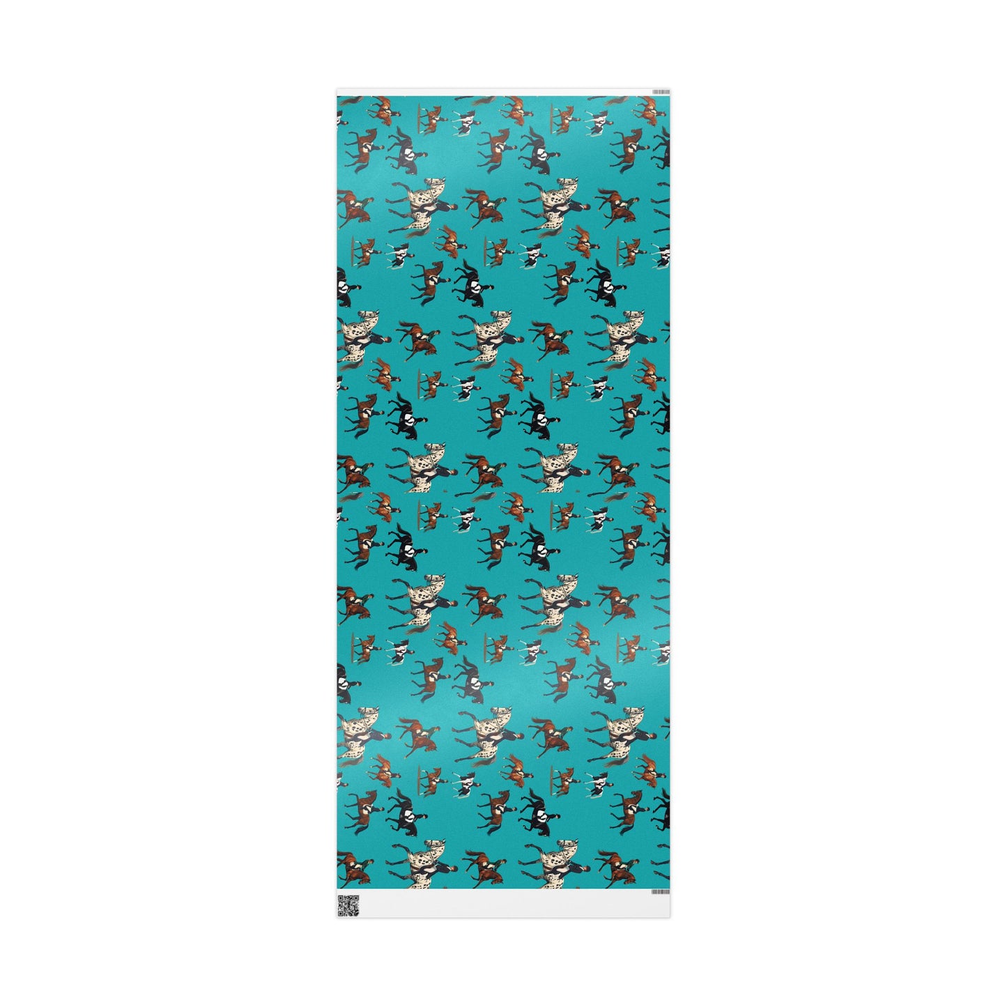 Modern Toile Dressage Teal Gift Wrap