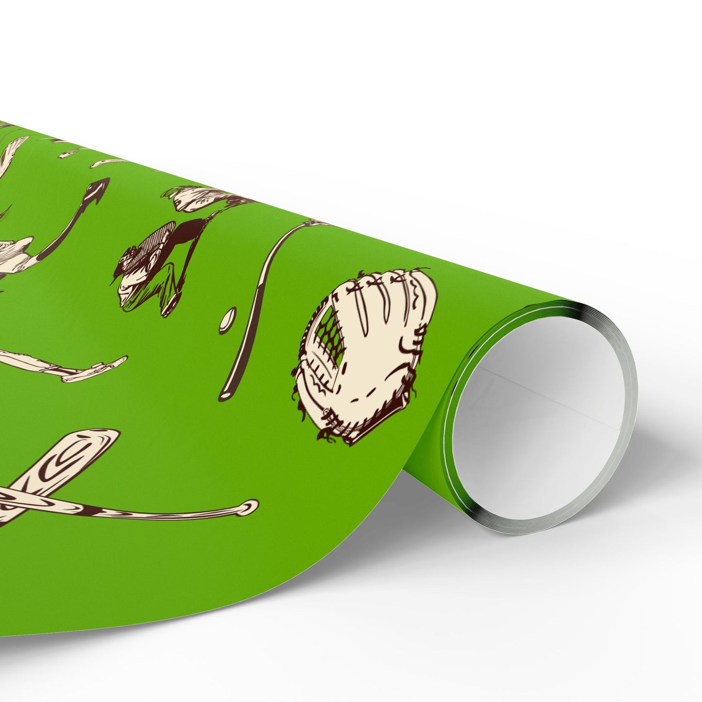 Modern Toile Baseball Green Gift Wrap