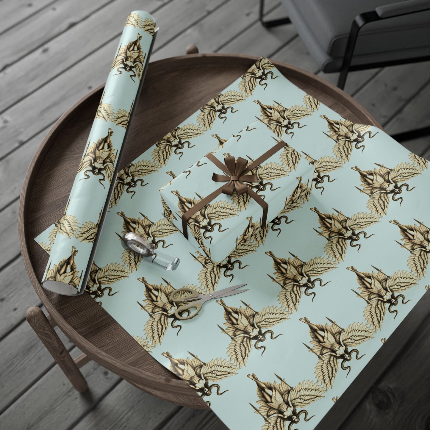 Copy of Valkyrie Block Print Gift Wrap Ice