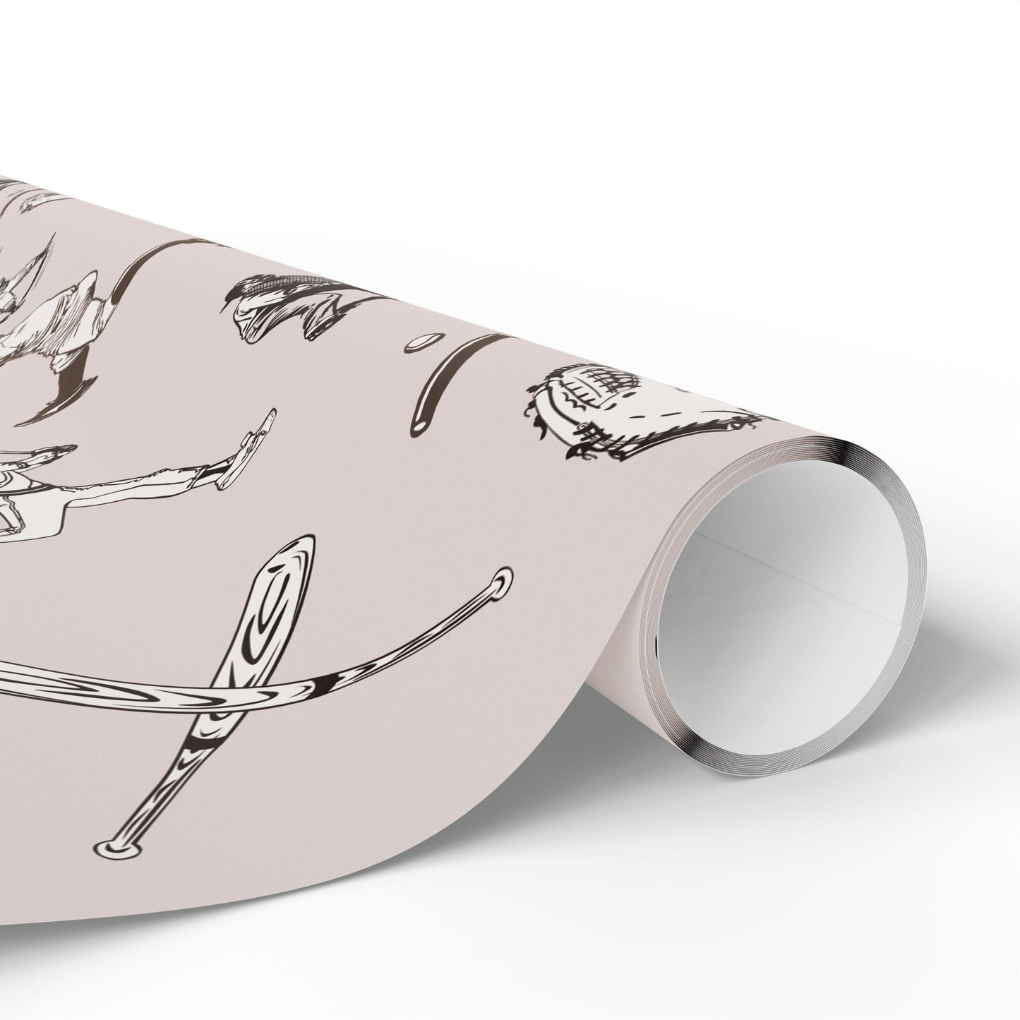 Modern Toile Baseball Sepia Gift Wrap